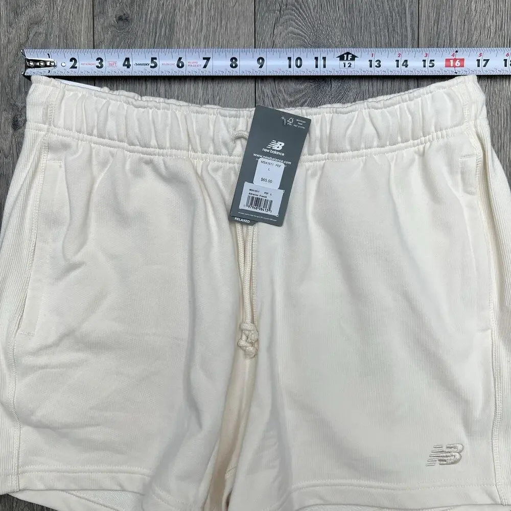 New Balance Shorts Size Large Mens Permafrost Yellow Tan French Terry 5